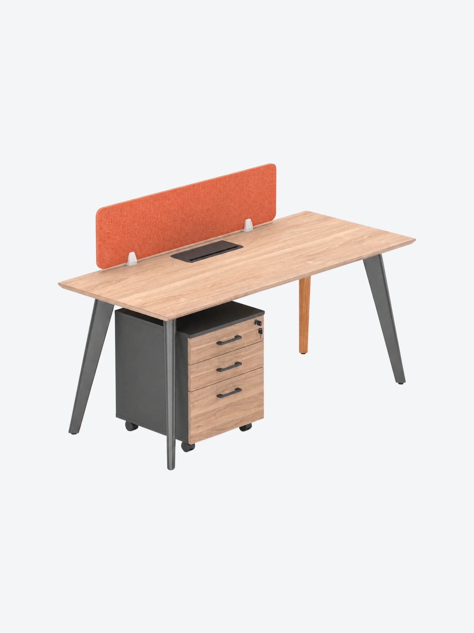 Estacion de Trabajo Individual Reco ZYZ-B01 Metal Con Division Color Natural con Naranja