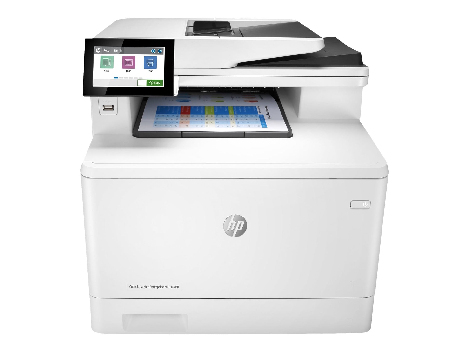HP Color LaserJet Enterprise MFP M480f - Impresora multifunción - color - laser - Legal (216 x 356 mm) (original) - A4/Legal (material) - hasta 28 ppm (copiando) - hasta 29 ppm (impresión) - 300 hojas - 33.6 Kbps - USB 2.0, Gigabit LAN, host USB 2.0-5