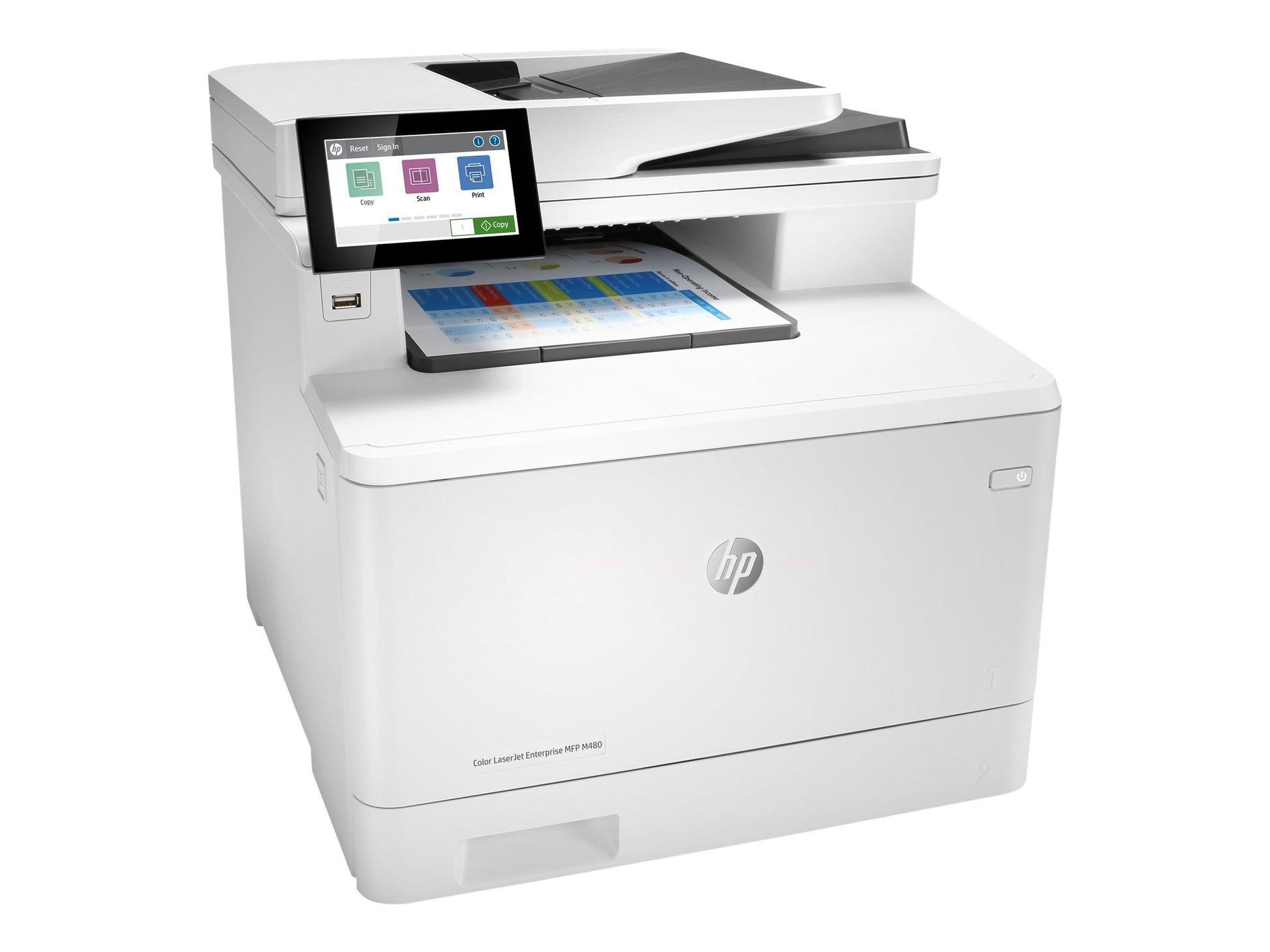 HP Color LaserJet Enterprise MFP M480f - Impresora multifunción - color - laser - Legal (216 x 356 mm) (original) - A4/Legal (material) - hasta 28 ppm (copiando) - hasta 29 ppm (impresión) - 300 hojas - 33.6 Kbps - USB 2.0, Gigabit LAN, host USB 2.0-6