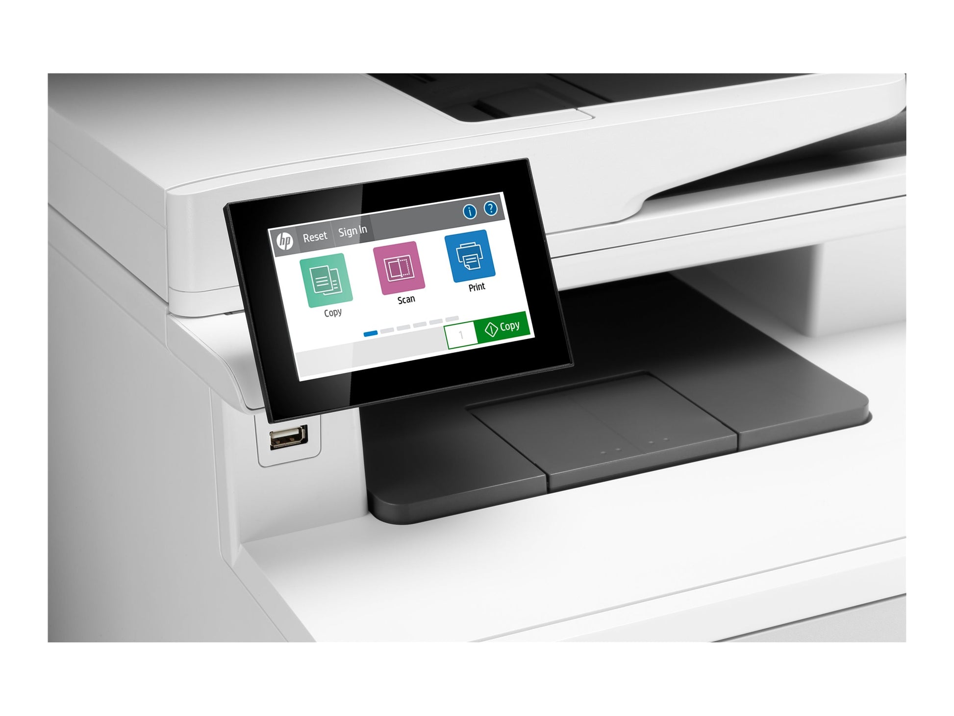 HP Color LaserJet Enterprise MFP M480f - Impresora multifunción - color - laser - Legal (216 x 356 mm) (original) - A4/Legal (material) - hasta 28 ppm (copiando) - hasta 29 ppm (impresión) - 300 hojas - 33.6 Kbps - USB 2.0, Gigabit LAN, host USB 2.0-10