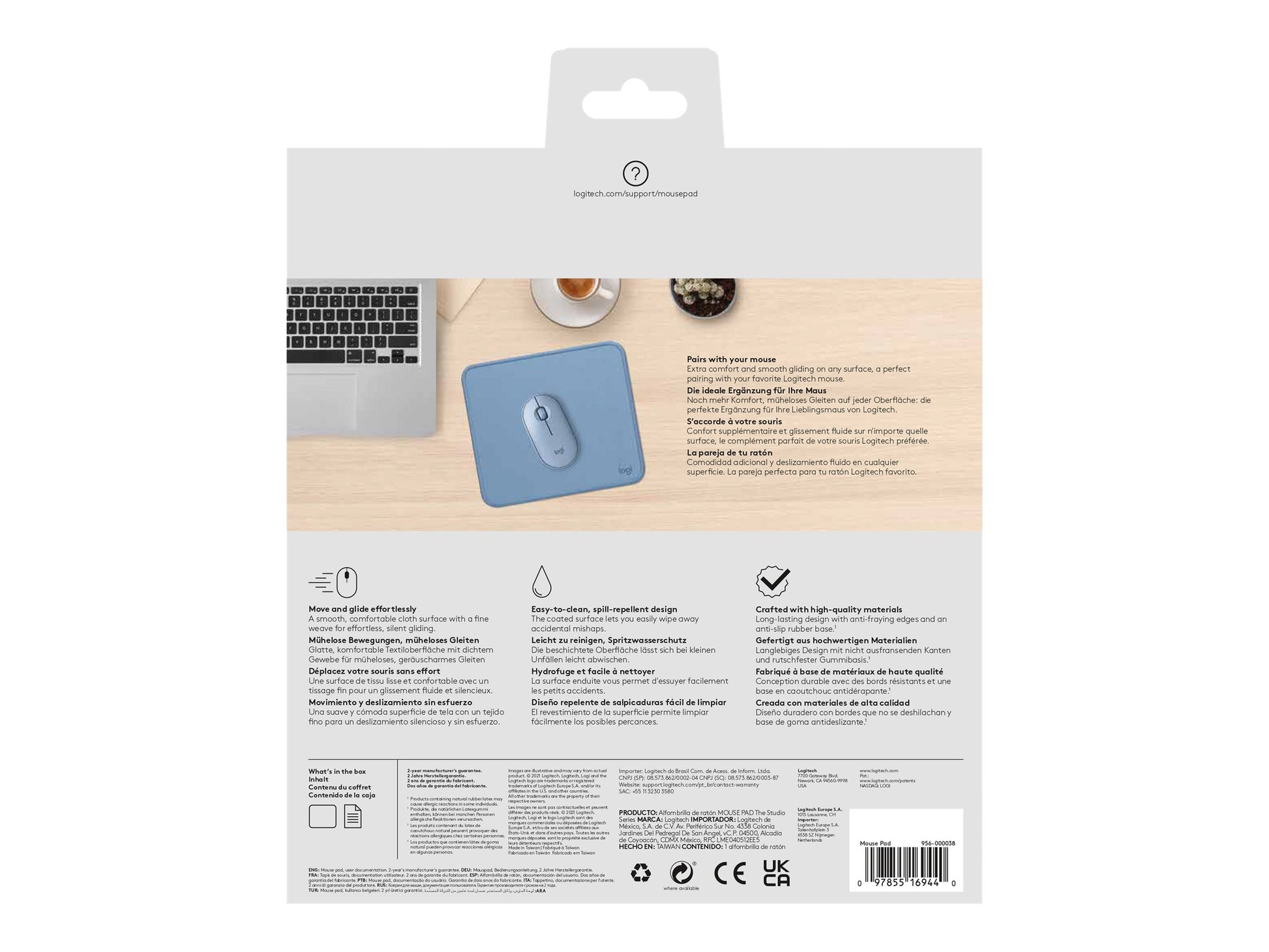 Logitech Studio Series - Alfombrilla de ratón - base de goma antideslizante, fácil deslizamiento, superficie resistente a salpicaduras - gris azulado-18