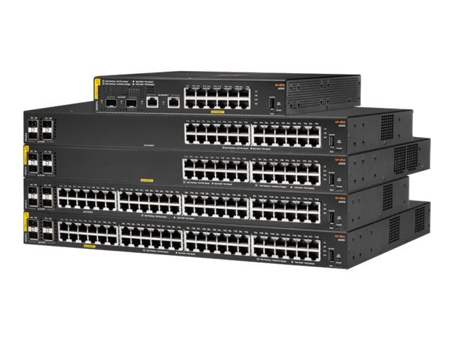 HPE Aruba 6000 24G Class4 PoE 4SFP 370W Switch - Conmutador - Gestionado - 24 x 10/100/1000 (PoE+) + 4 x Gigabit SFP - flujo de aire de lado a lado - montaje en rack - PoE (370 W)