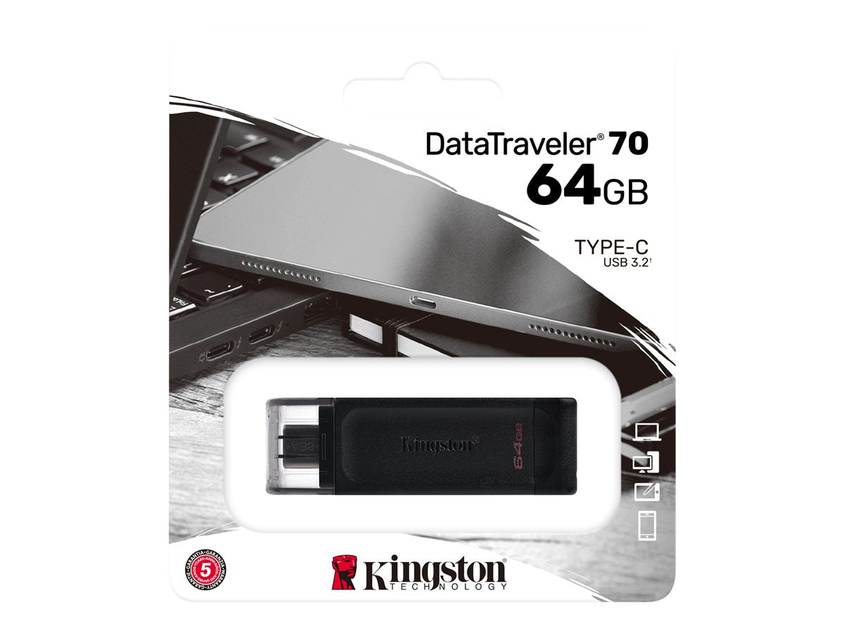 Kingston DataTraveler 70 - Unidad flash USB - 64 GB - USB-C 3.2 Gen 1-3