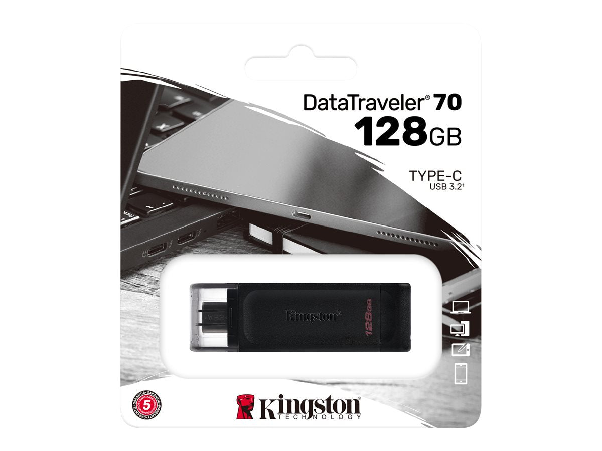 Kingston DataTraveler 70 - Unidad flash USB - 128 GB - USB-C 3.2 Gen 1-1