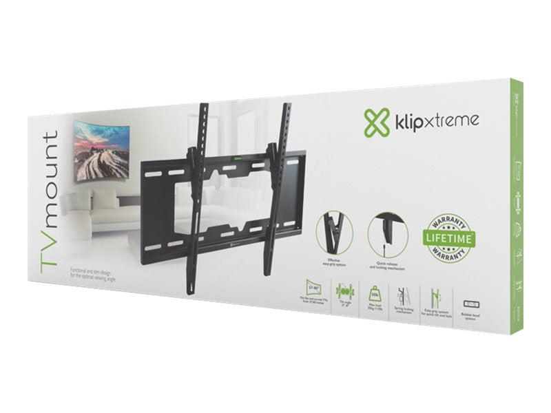 Klip Xtreme KTM-352 - Abrazadera - perfil bajo - para pantalla plana curva - bloqueable - acero - negro - tamaño de pantalla: 37"-80" - se puede instalar en la pared-11