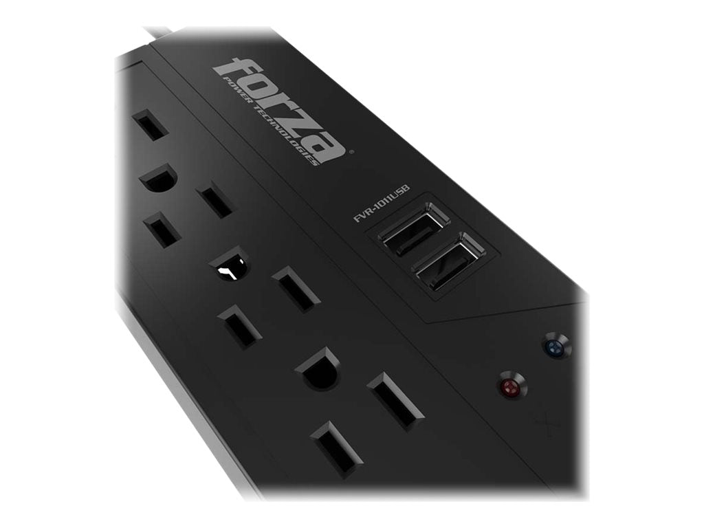 Forza FVR Series FVR-1011USB - Regulador automático de voltaje - CA 115 V - 500 vatios - 1000 VA - conectores de salida: 4 - negro-6