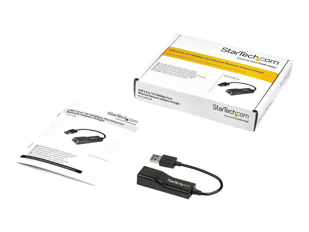 StarTech.com Adaptador USB 2.0 de Red Fast Ethernet 10/100 Mbps - NIC Externo RJ45 - Adaptador de red - USB 2.0 - 10/100 Ethernet - negro-1