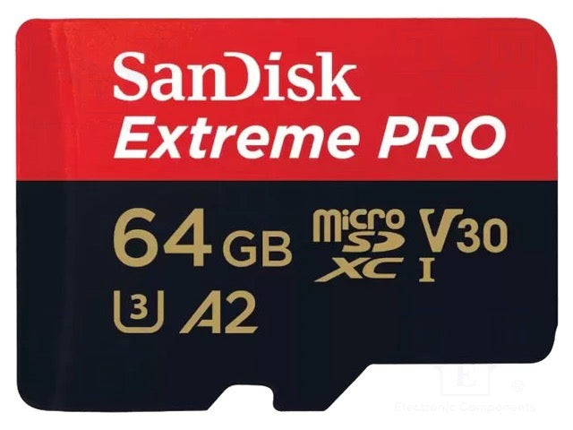 SanDisk Extreme Pro - Tarjeta de memoria flash (adaptador microSDXC a SD Incluido) - 64 GB - A2 / Video Class V30 / UHS-I U3 / Class10 - microSDXC UHS-I-3