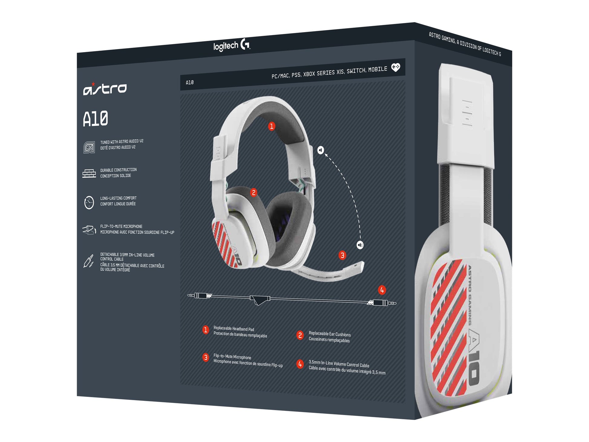 ASTRO Gaming A10 Gen 2 - Auricular - tamaño completo - cableado - blanco-7