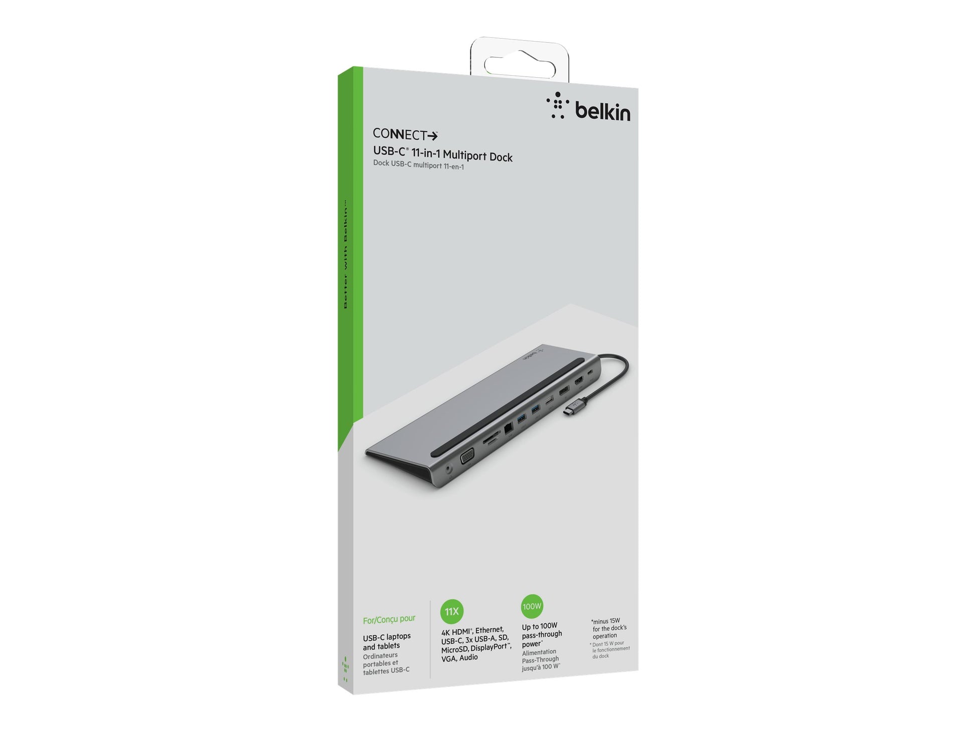 Belkin CONNECT 11-in-1 - Soporte multipuerto - USB-C - VGA, HDMI, DP - 1GbE-1