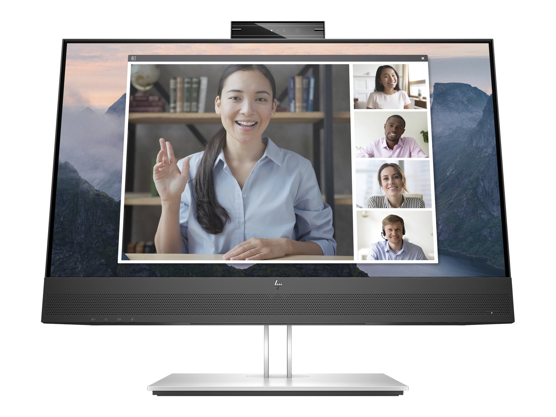 HP E24mv G4 Conferencing Monitor - E-Series - monitor LED - 23.8" - 1920 x 1080 Full HD (1080p) @ 60 Hz - IPS - 250 cd/m² - 1000:1 - 5 ms - HDMI, VGA, DisplayPort - altavoces - plata, cabezal negro-7