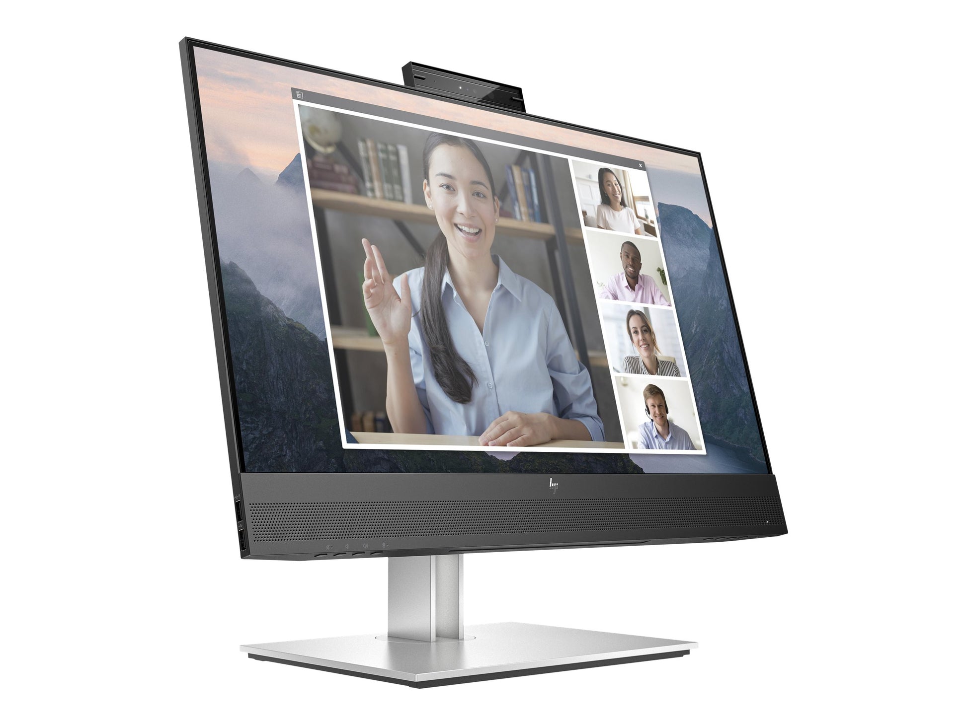 HP E24mv G4 Conferencing Monitor - E-Series - monitor LED - 23.8" - 1920 x 1080 Full HD (1080p) @ 60 Hz - IPS - 250 cd/m² - 1000:1 - 5 ms - HDMI, VGA, DisplayPort - altavoces - plata, cabezal negro-22