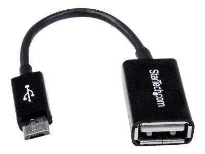 StarTech.com Cable Adaptador de 12cm Micro USB Macho a USB A Hembra OTG para Tablets Smartphones Teléfonos Inteligentes - Negro - Adaptador USB - USB (H) a Micro-USB tipo B (M) - USB 2.0 OTG - 12.7 cm - negro - para P/N: ST4300U3C1, ST4300U3C1B-6