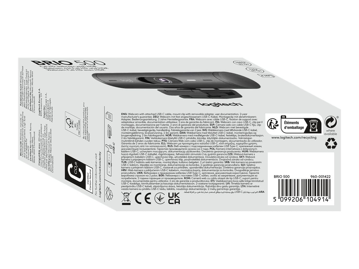 Logitech BRIO 500 - Webcam - color - 4 MP - 1920 x 1080 - 1080p, 720p - audio - USB-C-11