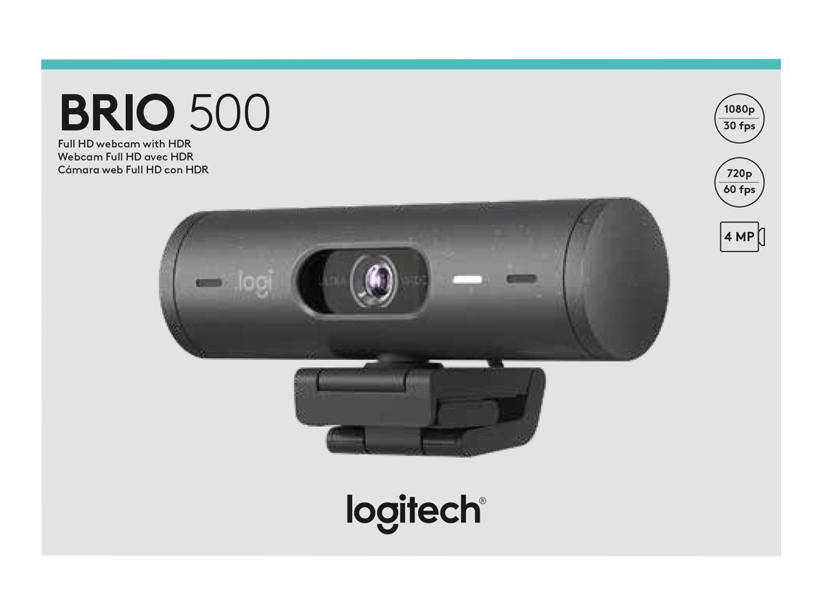 Logitech BRIO 500 - Webcam - color - 4 MP - 1920 x 1080 - 1080p, 720p - audio - USB-C-20