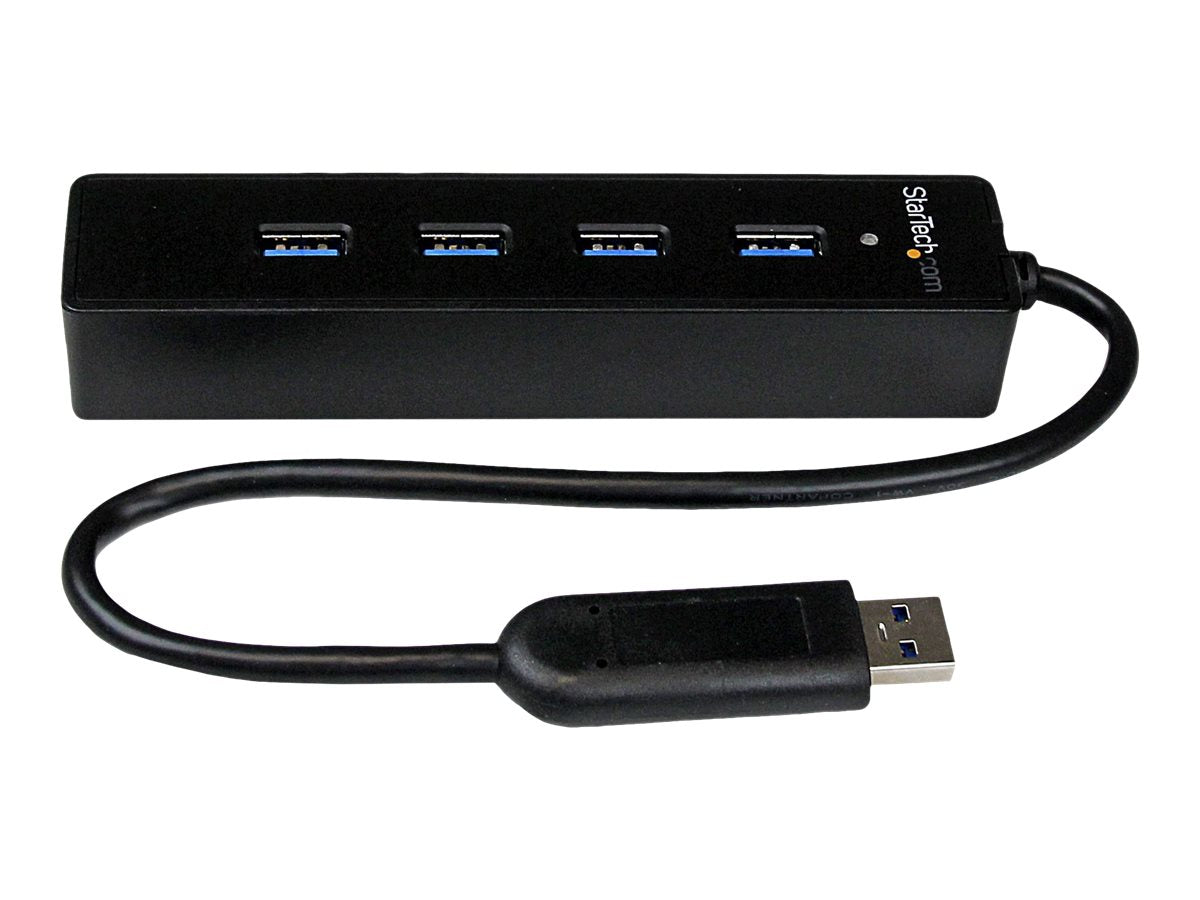 StarTech.com Adaptador Concentrador Hub Ladrón USB 3.0 Super Speed 4 Puertos Salidas Portátil para Laptop Ordenador - Negro - Hub - 4 x SuperSpeed USB 3.0 - sobremesa - para P/N: FCREADMICRO3, MSDREADU3CA-10