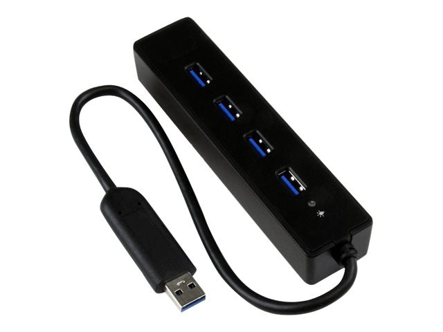 StarTech.com Adaptador Concentrador Hub Ladrón USB 3.0 Super Speed 4 Puertos Salidas Portátil para Laptop Ordenador - Negro - Hub - 4 x SuperSpeed USB 3.0 - sobremesa - para P/N: FCREADMICRO3, MSDREADU3CA-1