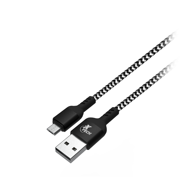 Xtech - USB cable - 4 pin USB Type A - 5 pin Micro-USB Type B - 1.8 m - Black & white - Braided XTC-366-1
