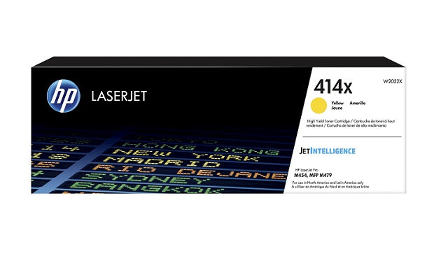 HP 414X - Alto rendimiento - amarillo - original - LaserJet - cartucho de tóner (W2022X) - para Color LaserJet Enterprise M455, MFP M480; Color LaserJet Pro M454, M479, MFP M479-3