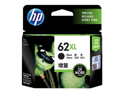 HP 62XL - 12 ml - Alto rendimiento - negro - original - cartucho de tinta - para ENVY 55XX, 56XX, 76XX; Officejet 200, 250, 57XX, 8040-2