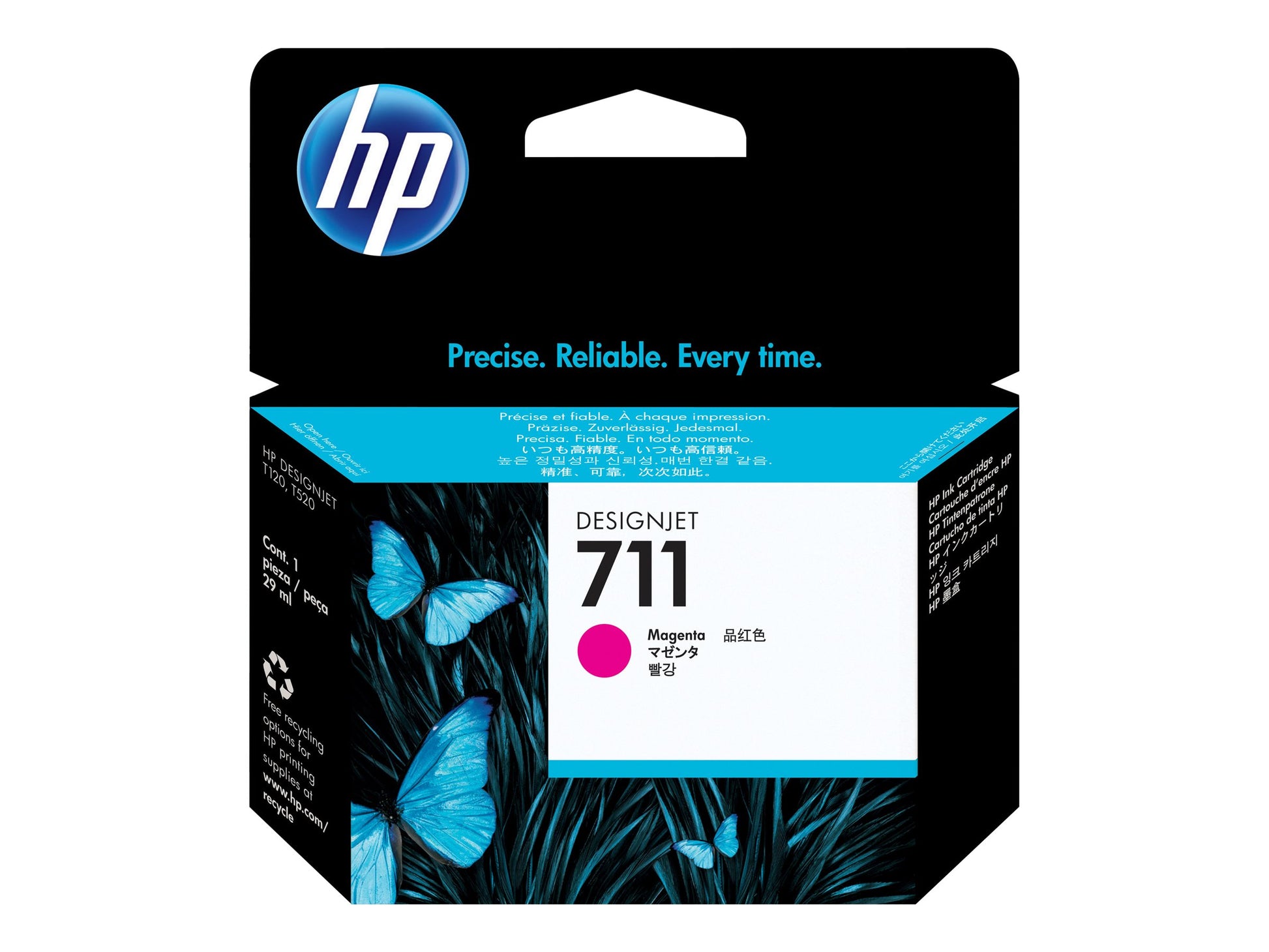 HP 711 - 29 ml - magenta - original - DesignJet - cartucho de tinta - para DesignJet T100, T120, T120 ePrinter, T125, T130, T520, T520 ePrinter, T525, T530-5