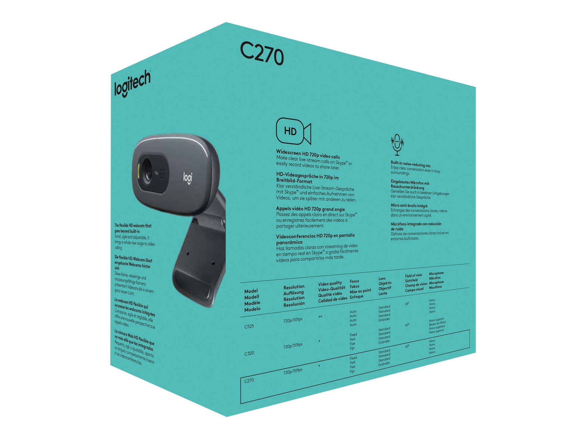Logitech HD Webcam C270 - Webcam - color - 1280 x 720 - audio - USB 2.0-16