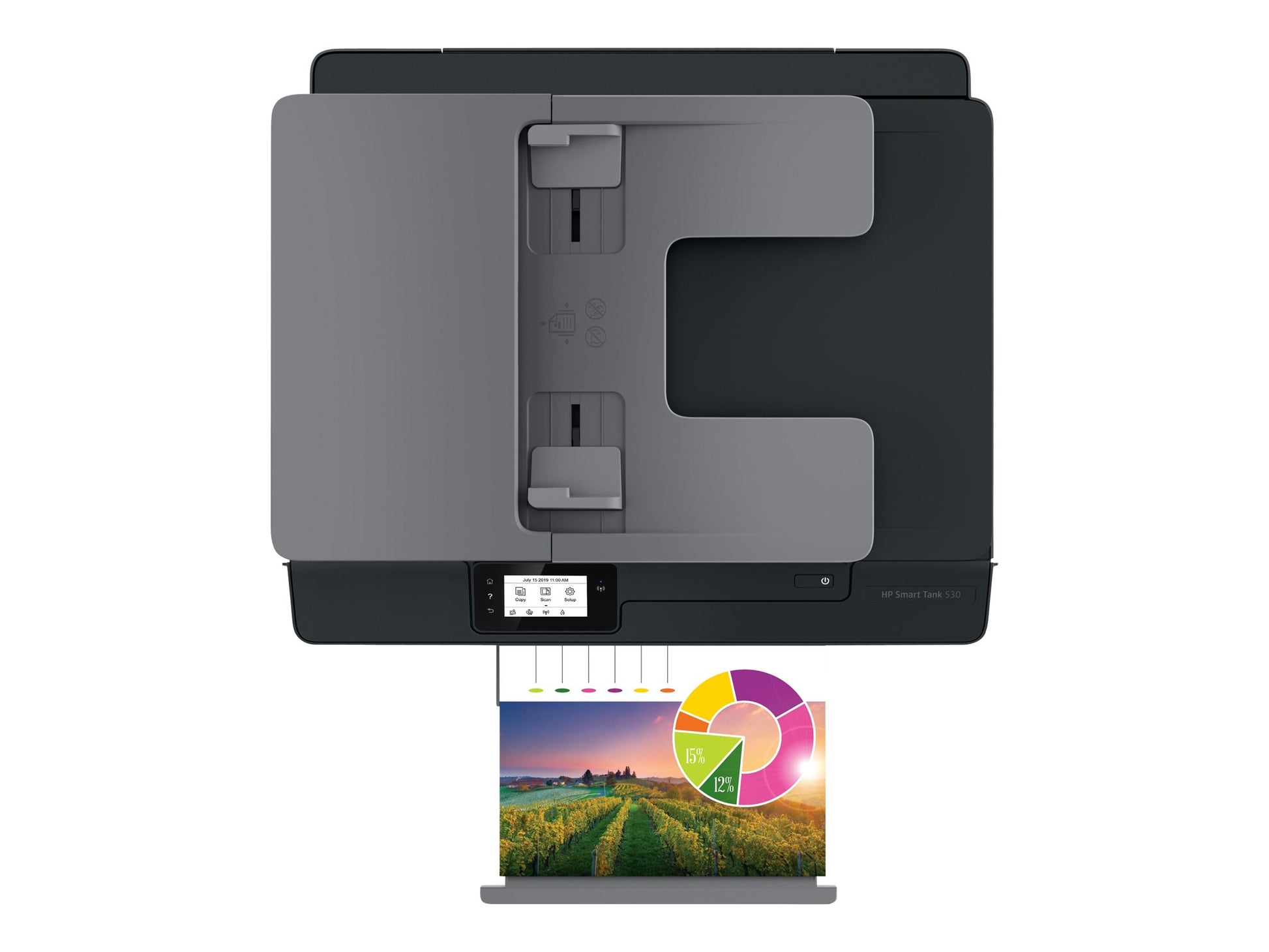 HP Smart Tank 530 - Impresora multifunción - color - chorro de tinta - Legal (216 x 356 mm) (original) - A4/Legal (material) - hasta 10 ppm (copiando) - hasta 11 ppm (impresión) - 100 hojas - USB 2.0, Wi-Fi(n), Bluetooth-4