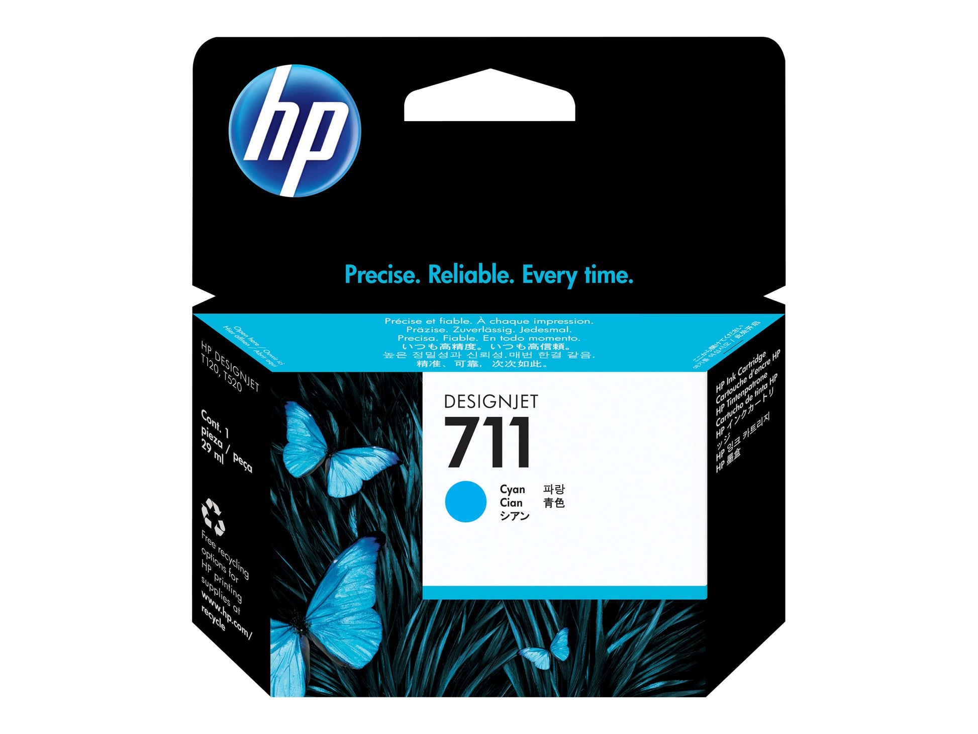 HP 711 - 29 ml - cián - original - DesignJet - cartucho de tinta - para DesignJet T100, T120, T120 ePrinter, T125, T130, T520, T520 ePrinter, T525, T530-1
