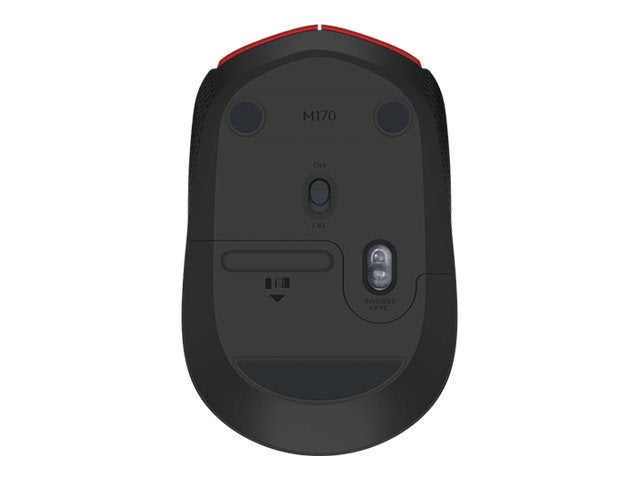 Logitech M170 - Ratón - diestro y zurdo - inalámbrico - 2.4 GHz - receptor inalámbrico USB - rojo