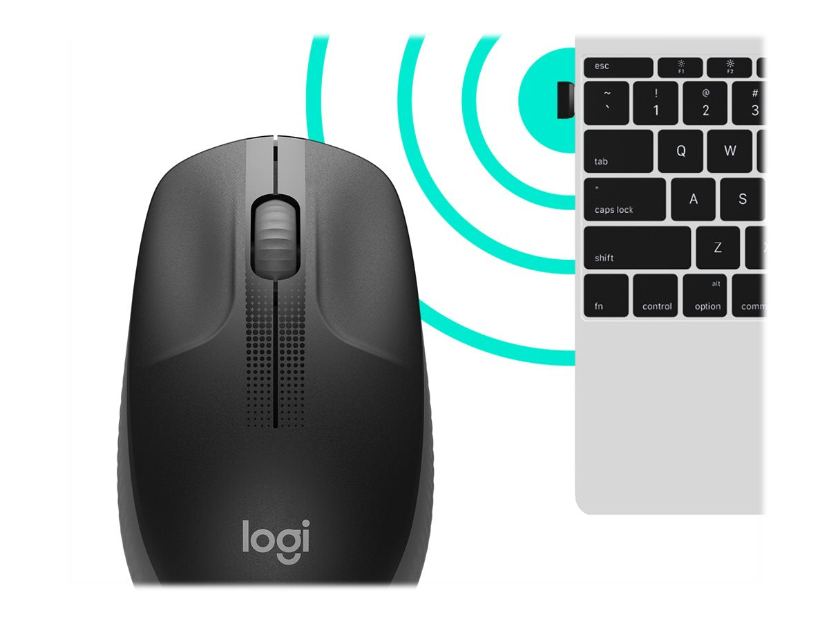 Logitech M190 - Ratón - óptico - 3 botones - inalámbrico - receptor inalámbrico USB - carbón-13