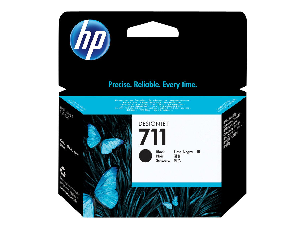 HP 711 - 80 ml - negro - original - cartucho de tinta - para DesignJet T100, T120, T120 ePrinter, T125, T130, T520, T520 ePrinter, T525, T530-1