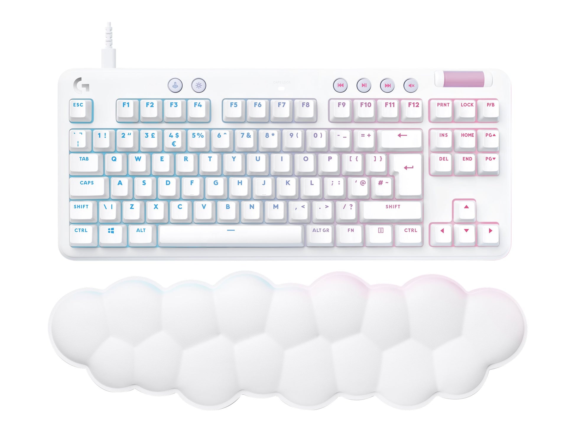 Logitech G713 Wired Gaming Keyboard, Tactile Switches (GX Brown), and Keyboard Palm Rest, White Mist - Teclado - sin teclado numérico - retroiluminación - USB - interruptor: GX Brown Tactile-2