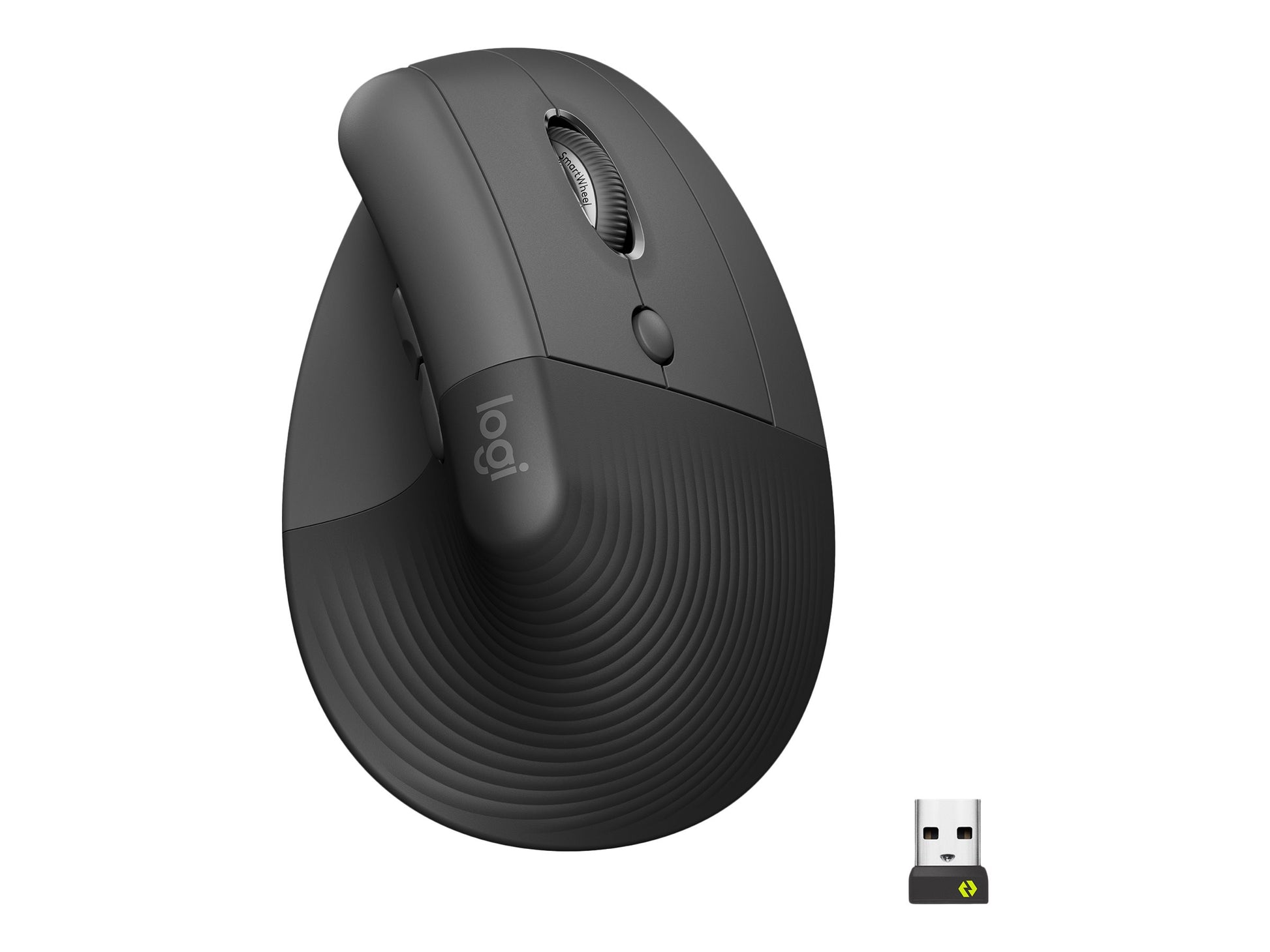 Logitech Lift Vertical Ergonomic Mouse - Ratón vertical - ergonómico - 6 botones - inalámbrico - 2.4 GHz, Bluetooth - receptor de USB Logitech Logi Bolt - grafito-1