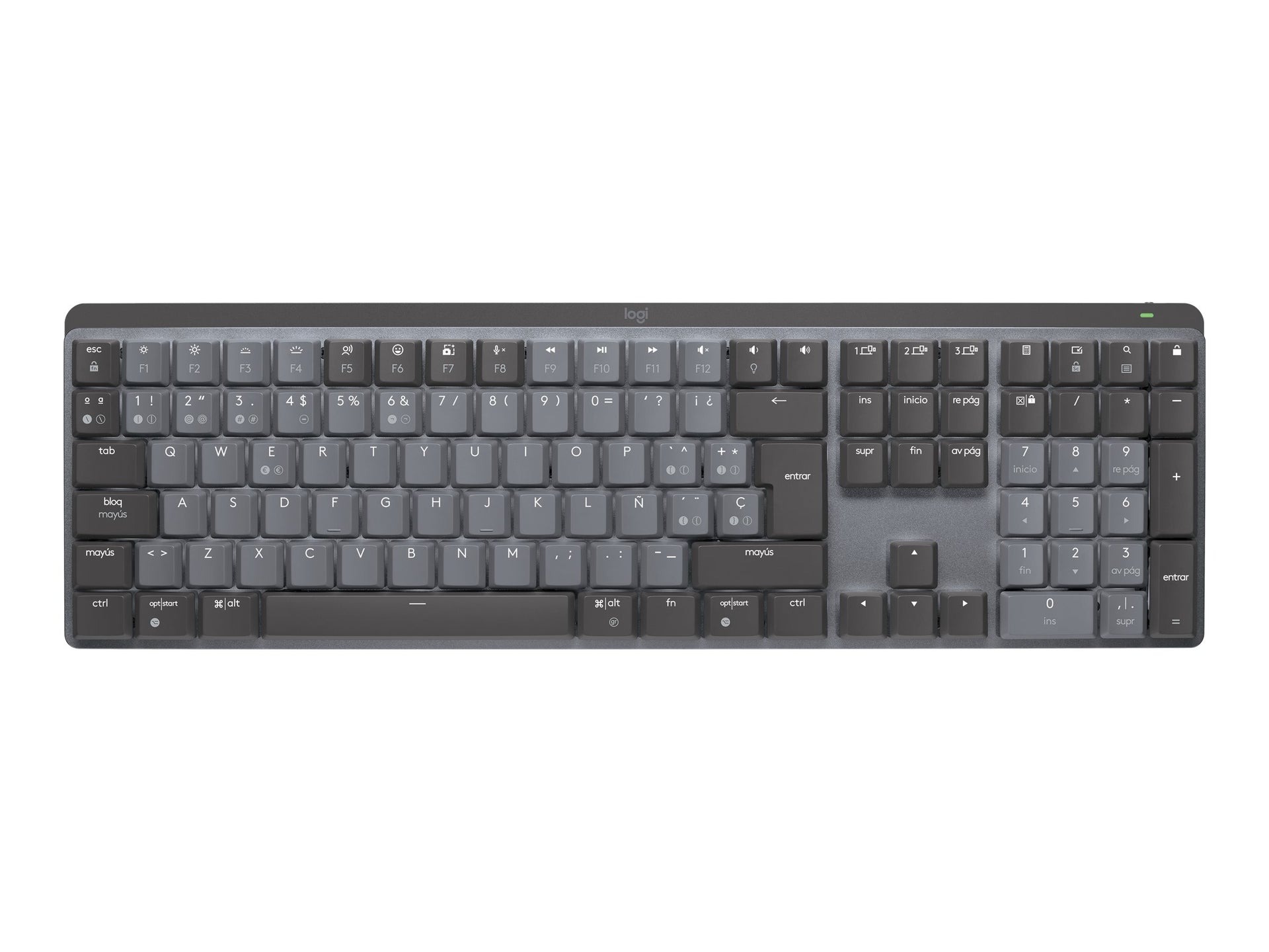 Logitech Master Series MX Mechanical - Teclado - retroiluminación - inalámbrico - Bluetooth LE - QWERTY - español - interruptor: táctil silencioso - grafito