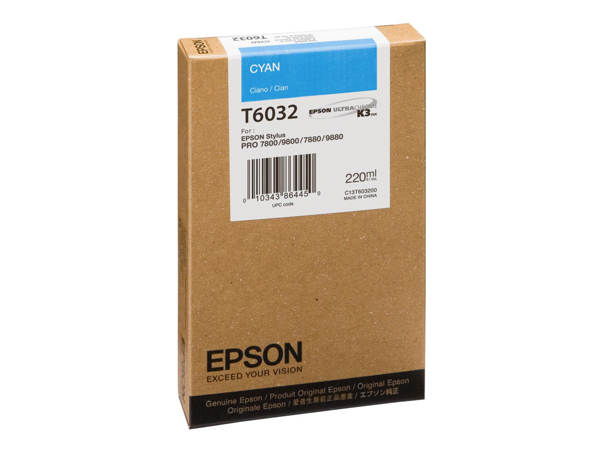 Epson T6032 - 220 ml - cián - original - cartucho de tinta - para Stylus Pro 7800, Pro 7880, Pro 9800, Pro 9880-2