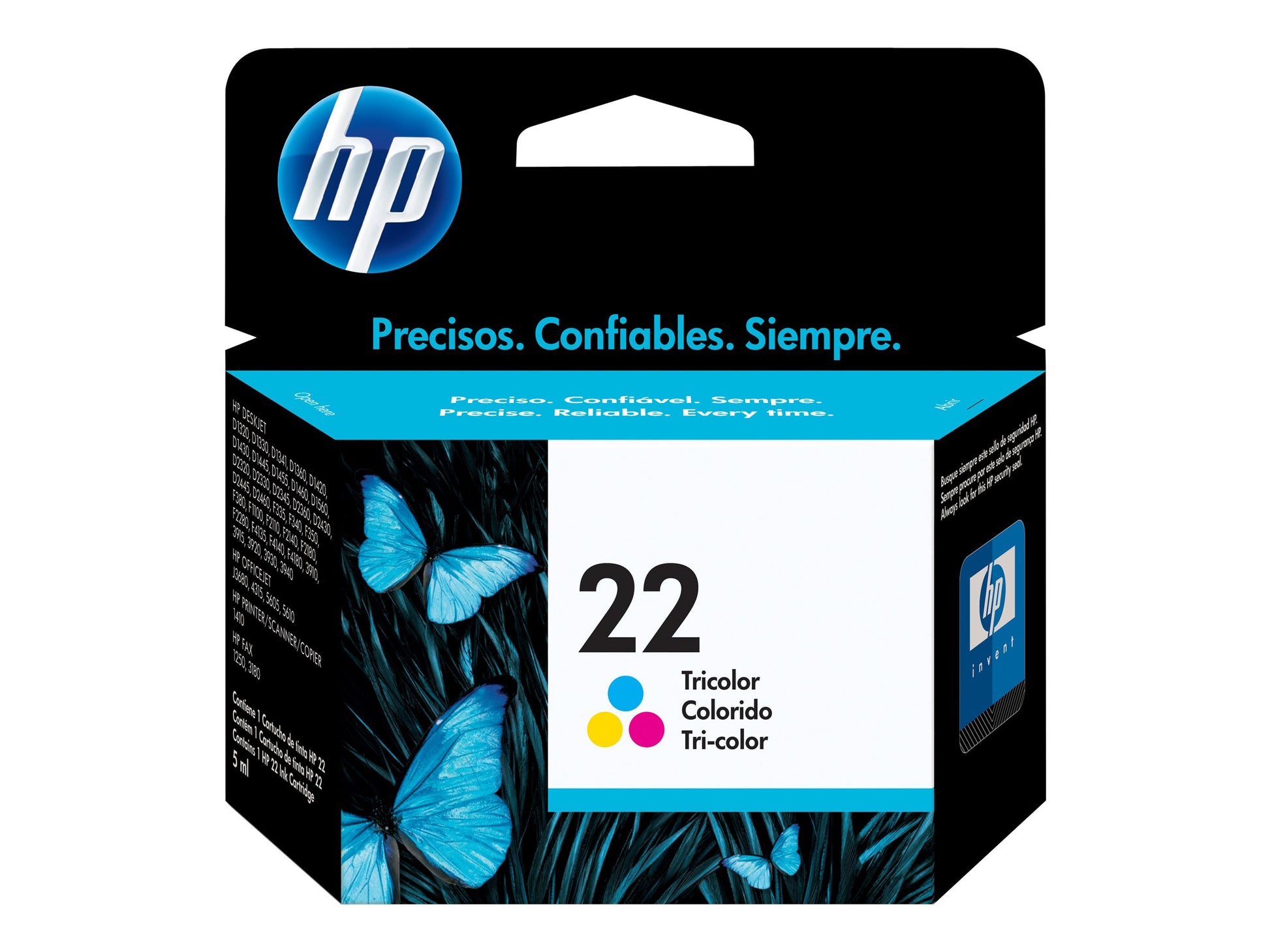 HP 22 - 5 ml - color (cian, magenta, amarillo) - original - cartucho de tinta - para Deskjet F2185, F2187, F2210, F2235, F2240, F2275, F2280, F2290, F375, F4175, F4190, F4194-1