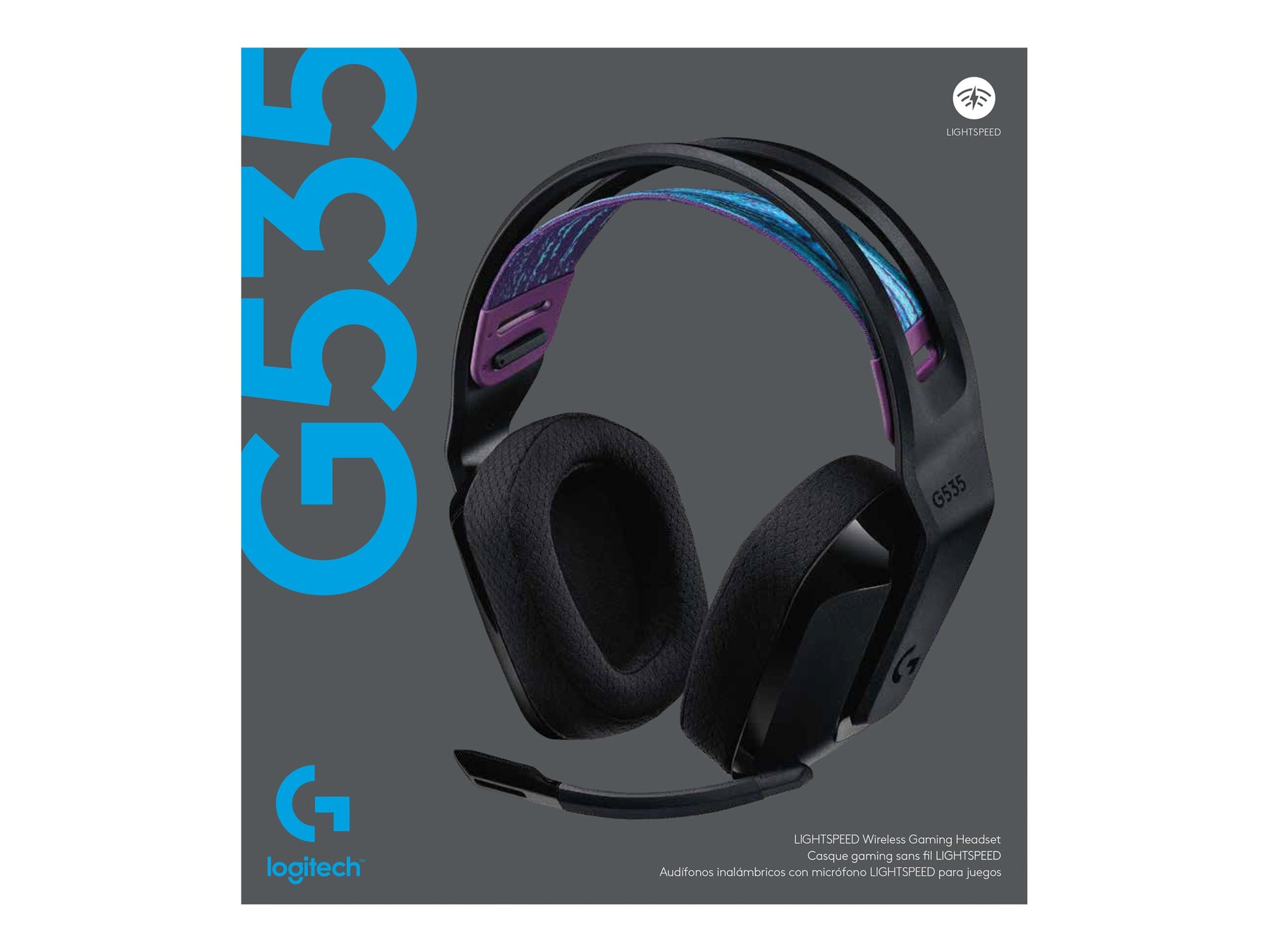 Logitech G535 LIGHTSPEED Wireless Gaming Headset - Lightweight on-ear headphones, flip to mute mic, stereo, compatible with PC, PS4, PS5, USB rechargeable - Black - Auricular - tamaño completo - LIGHTSPEED - inalámbrico - certificado Discord-5