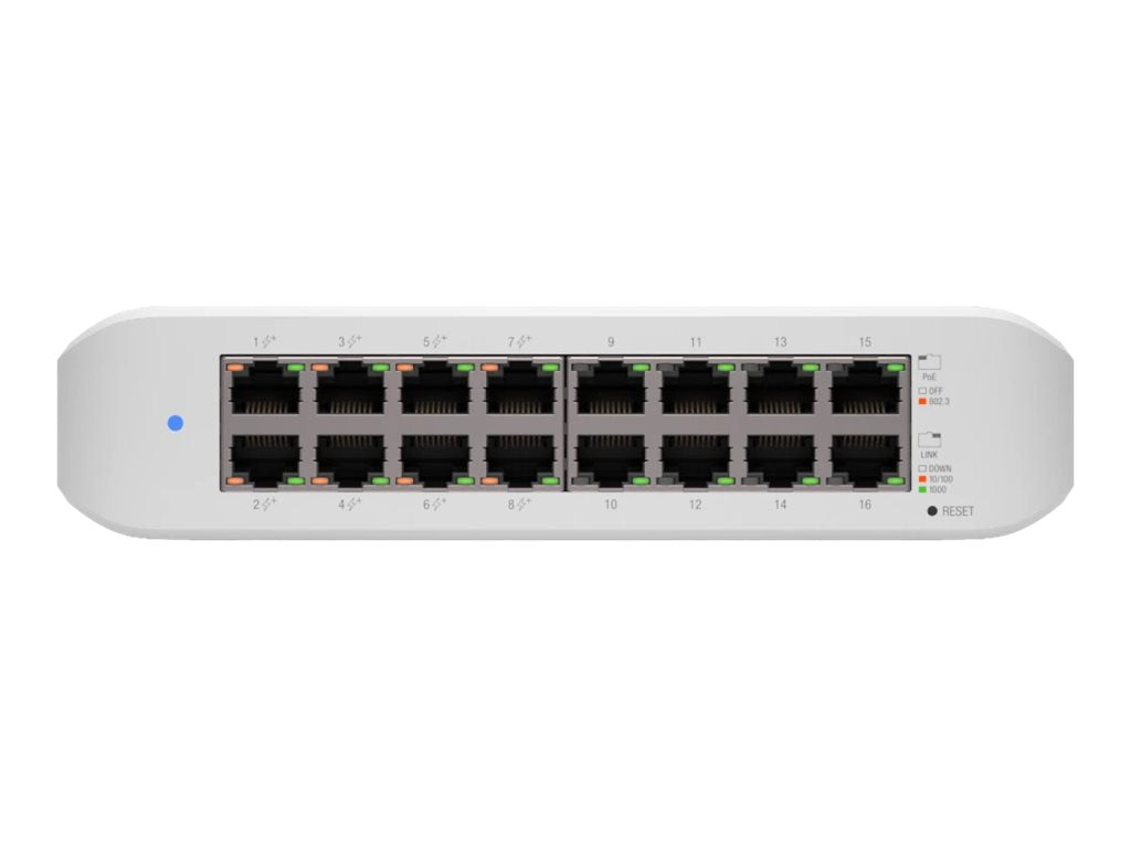 Ubiquiti UniFi Switch Lite USW-Lite-16-POE - Conmutador - Gestionado - 16 x 10/100/1000 (8 PoE+) - sobremesa, montaje en pared - PoE+ (45 W)-15