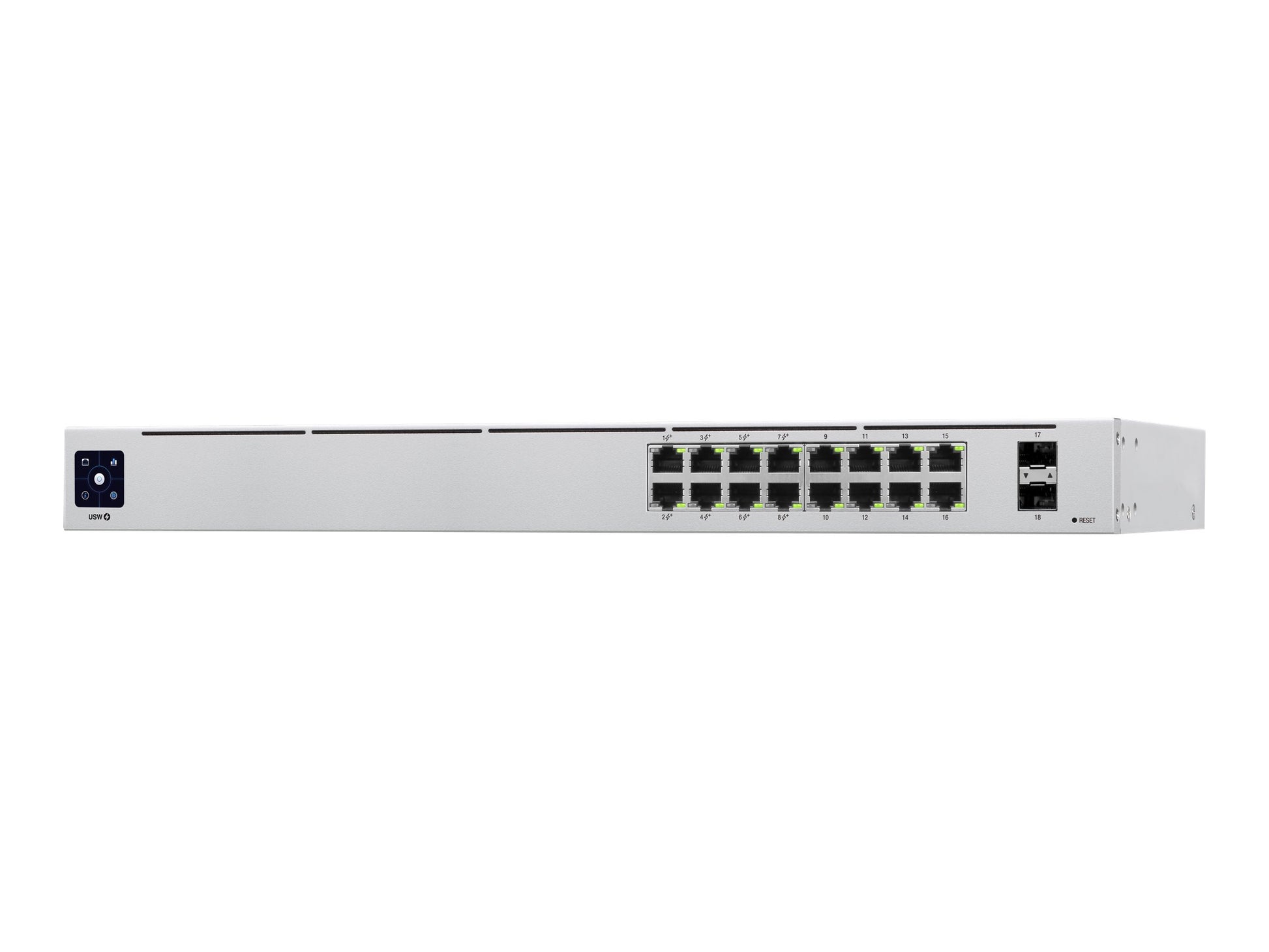 Ubiquiti UniFi Switch USW-16-POE - Conmutador - Gestionado - 16 x 10/100/1000 (8 PoE+) + 2 x Gigabit SFP - montaje en rack, sobremesa - PoE+ (42 W)-10