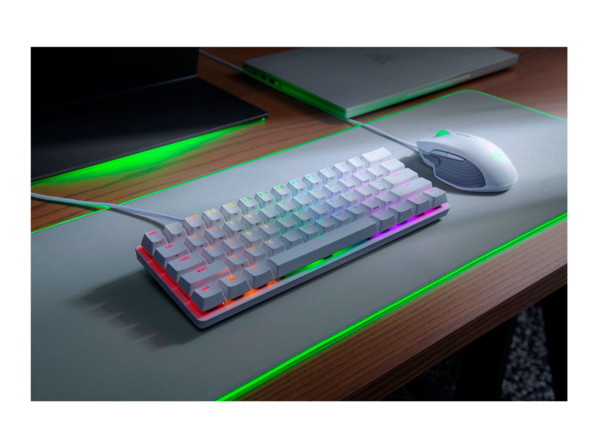 Razer Huntsman Mini - Teclado - retroiluminación - USB - EE. UU. - interruptor: Razer Clicky Optical Purple - mercurio-1