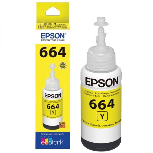 Epson T664 - Amarillo - original - recarga de tinta - para Epson L380, L386, L395, L495; EcoTank ET-2600, 2650, L1455, L396, L606, L656-5
