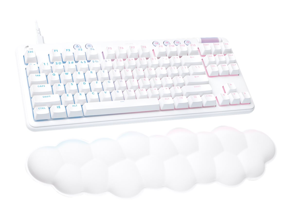 Logitech G713 Wired Gaming Keyboard, Tactile Switches (GX Brown), and Keyboard Palm Rest, White Mist - Teclado - sin teclado numérico - retroiluminación - USB - interruptor: GX Brown Tactile-12