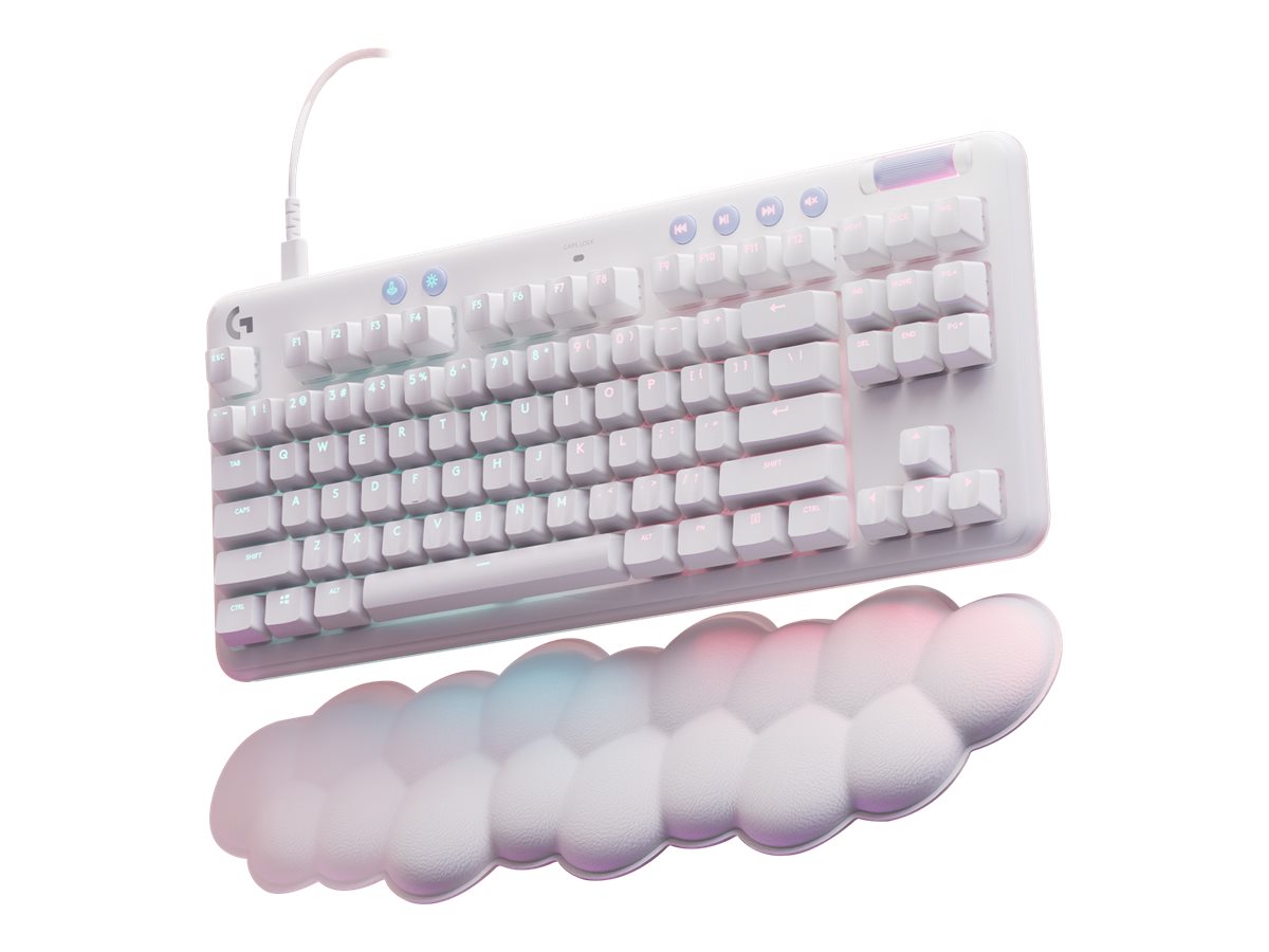 Logitech G713 Wired Gaming Keyboard, Tactile Switches (GX Brown), and Keyboard Palm Rest, White Mist - Teclado - sin teclado numérico - retroiluminación - USB - interruptor: GX Brown Tactile-18