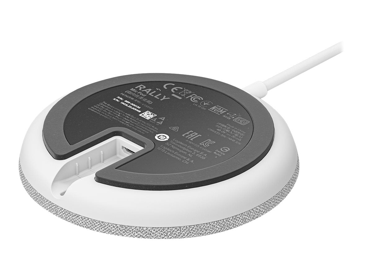 Logitech Rally Mic Pod - Micrófono - blanco - Certificado por Skype, Certificado por Zoom, Cisco Webex Certified - para Rally Bar, Plus; Room Solution Large-20