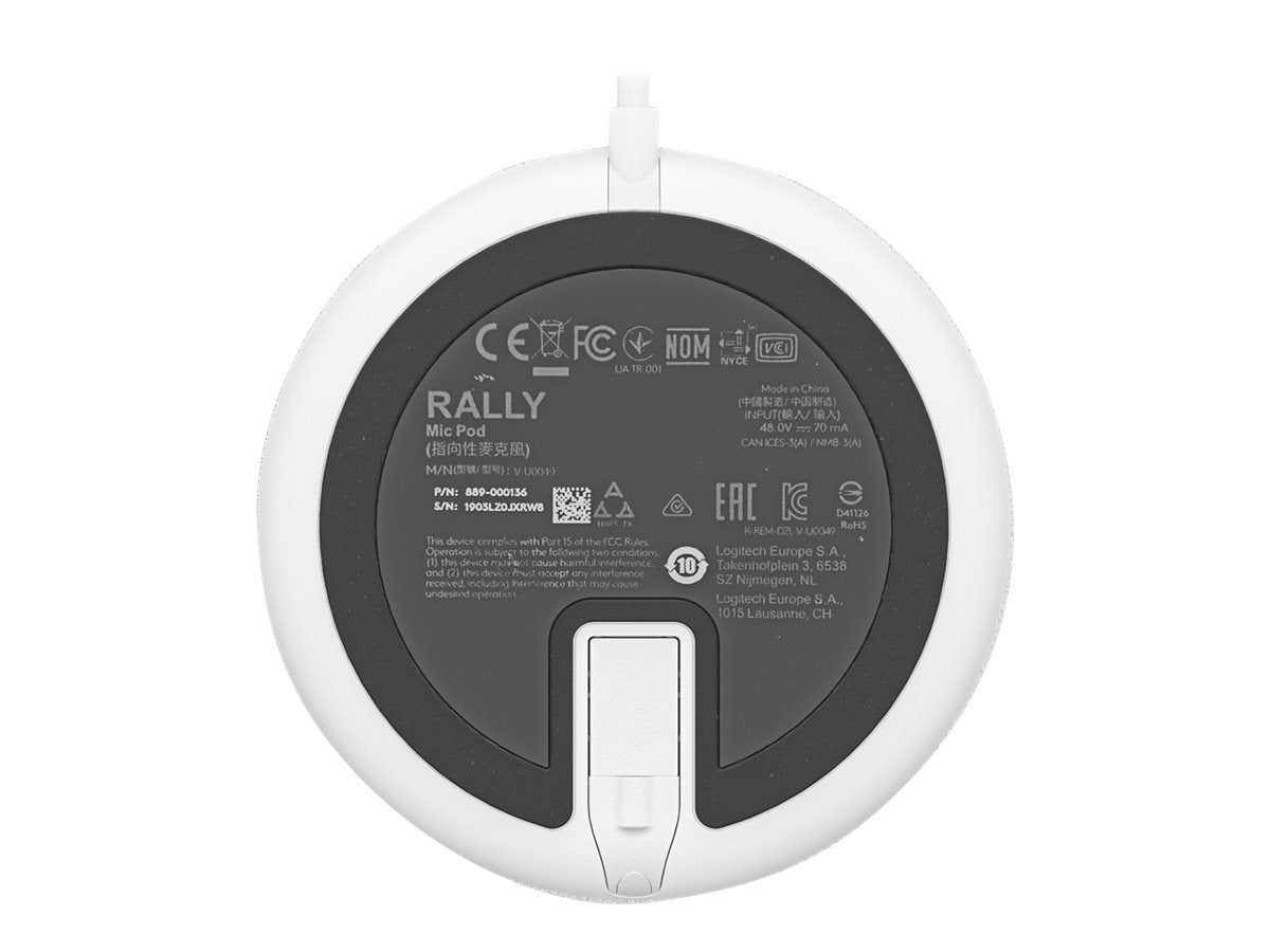 Logitech Rally Mic Pod - Micrófono - blanco - Certificado por Skype, Certificado por Zoom, Cisco Webex Certified - para Rally Bar, Plus; Room Solution Large-8