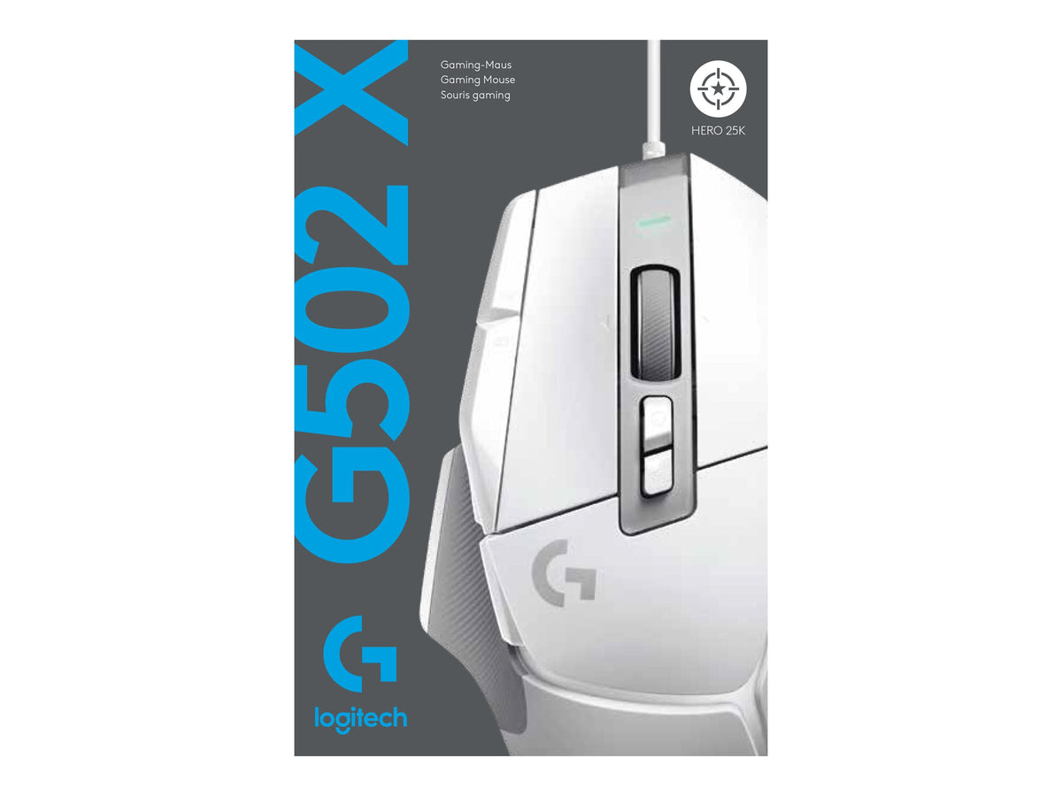 Logitech G502 X Wired Gaming Mouse - LIGHTFORCE hybrid optical-mechanical primary switches, HERO 25K gaming sensor, compatible with PC - macOS/Windows - White - Ratón - óptico - cableado - USB - blanco-16