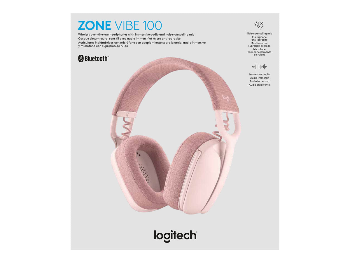 Logitech Zone Vibe 100 - Auricular - tamaño completo - Bluetooth - inalámbrico - rosa-12