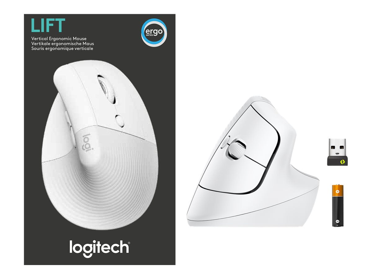 Logitech Lift Vertical Ergonomic Mouse - Ratón vertical - ergonómico - 6 botones - inalámbrico - 2.4 GHz, Bluetooth - receptor de USB Logitech Logi Bolt - blanco hueso-7