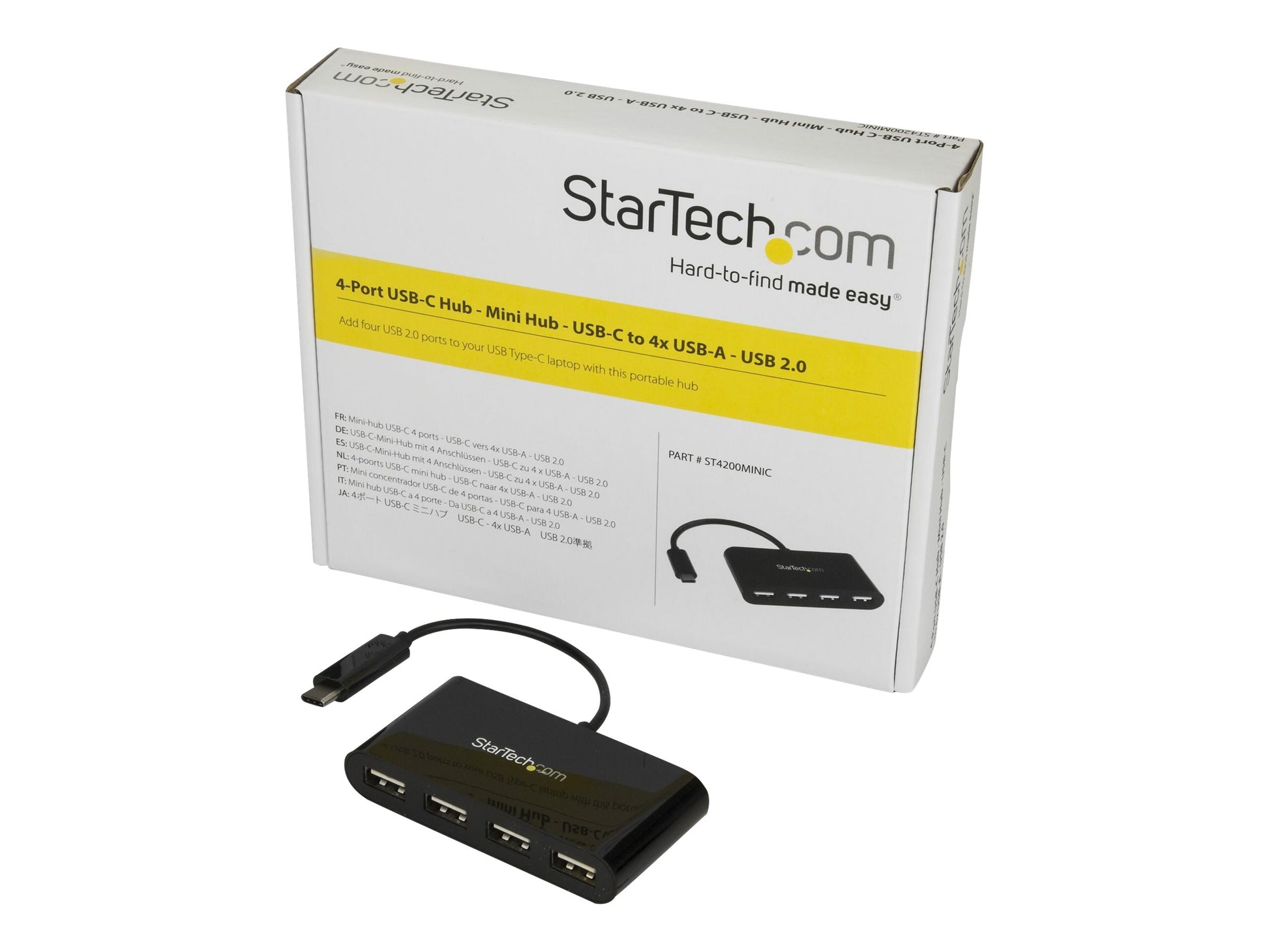 StarTech.com Hub Concentrador USB-C a USB A de 4 Puertos - Ladrón Adaptador USB Tipo C a USB A de 4 Puertos - USB 2.0 - Hub - 4 x USB 2.0 - sobremesa-13