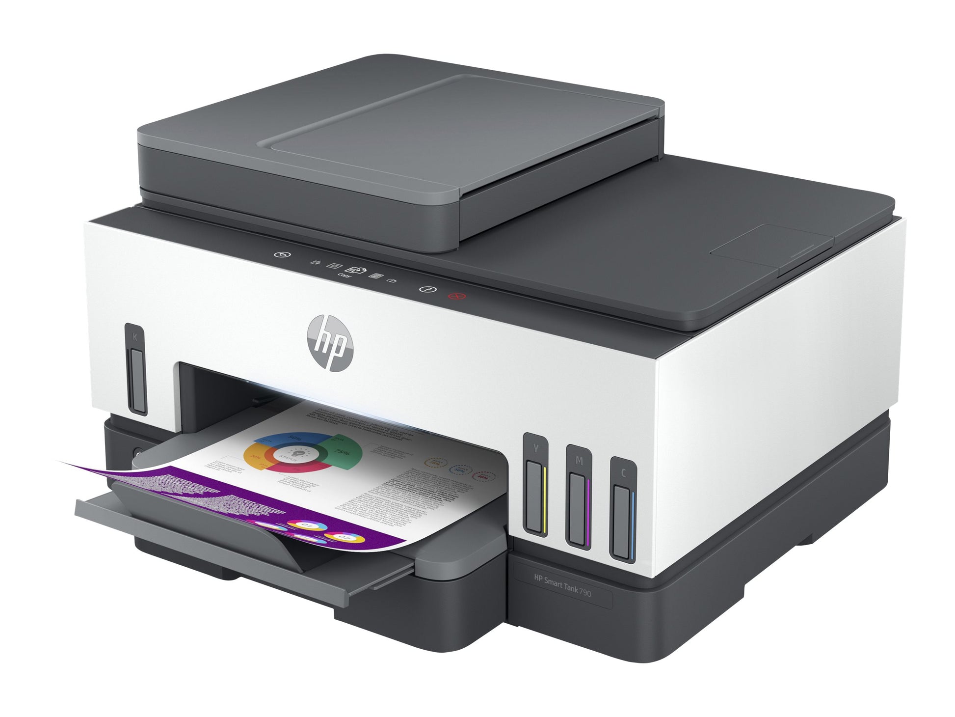 HP Smart Tank 790 All-in-One - Impresora multifunción - color - chorro de tinta - rellenable - Letter A (216 x 279 mm)/A4 (210 x 297 mm) (original) - A4/Legal (material) - hasta 13 ppm (copiando) - hasta 15 ppm (impresión) - 250 hojas - 33.6 Kbps - USB 2.-20